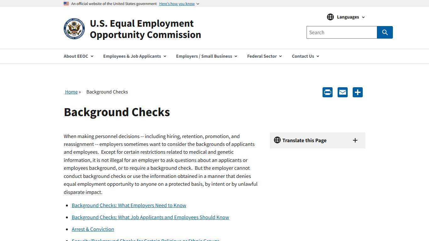 Background Checks | U.S. Equal Employment Opportunity Commission